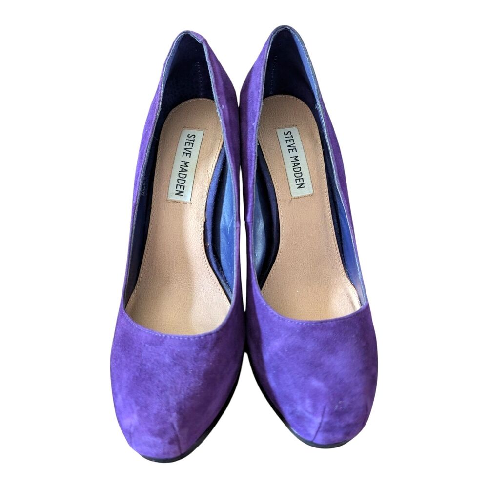 Steve Madden Beasst Purple Suede Platform Pumps Heels Y2K Women's Size 7.5M